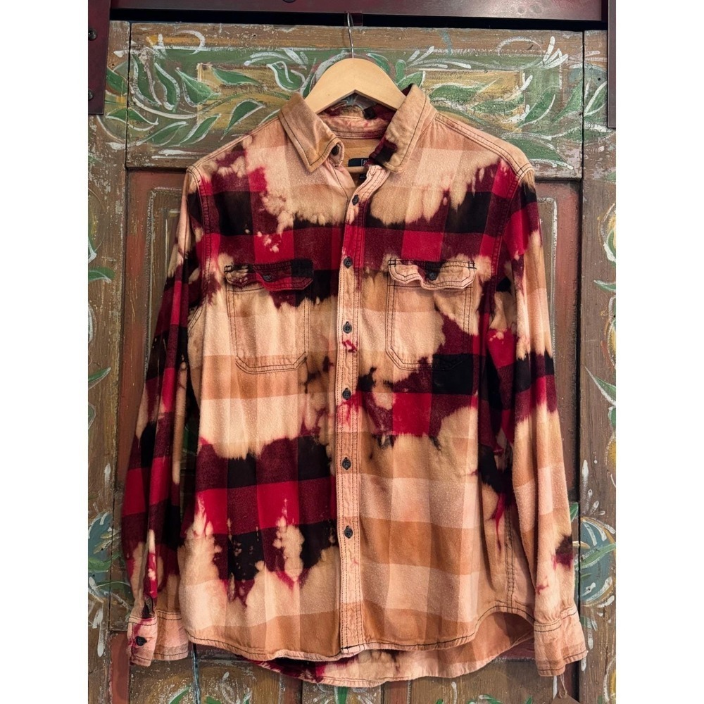 Distressed/ Reworked Flannel| Vintage Kitten Patchwork| Boho Cottagecore| XL - Picture 2 of 4